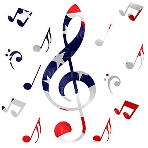 1/2 Sheet - Band Music Notes Patriotic Birthday - D22717 - Edible Cake/Cupcake Party Topper - D22717