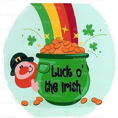 1/2 Sheet - St. Patrick's Day Leprechaun and Pot of Gold - D2257 - Edible Cake/Cupcake Party Topper - D2257