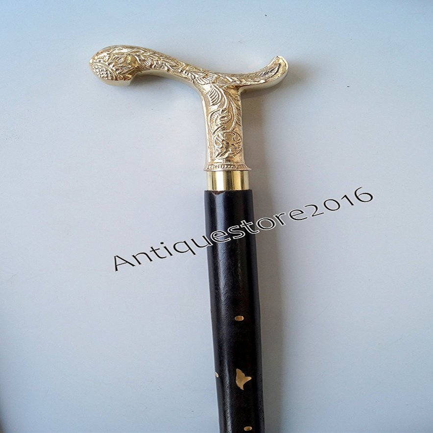 Mahira Nautical Vintage Walking Stick Antique Look Designer Brass Handle Cane Gift