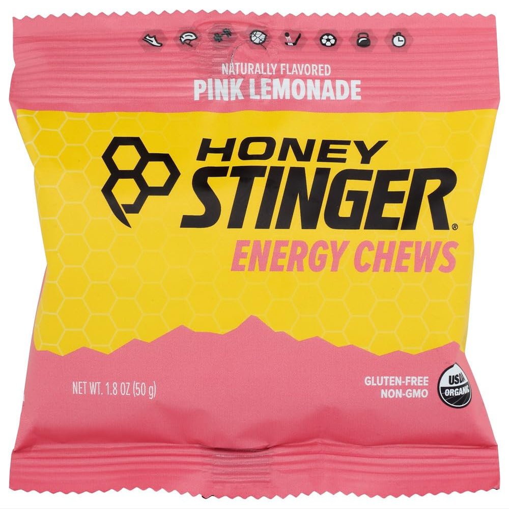 HONEY STINGER Organic Energy Chew Pink Lemonade Bar Case, 1.8 OZ