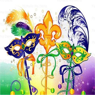 1/2 Sheet - Mardi Gras Masks Birthday - D4375 - Edible Cake/Cupcake Party Topper