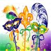 1/2 Sheet - Mardi Gras Masks Birthday - D4375 - Edible Cake/Cupcake Party Topper view 1