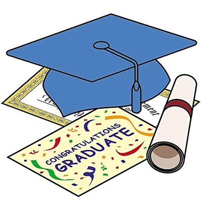 1/2 Sheet - Blue Graduation Cap & Diploma - D5922 - Edible Cake/Cupcake Party Topper