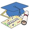1/2 Sheet - Blue Graduation Cap & Diploma - D5922 - Edible Cake/Cupcake Party Topper view 1