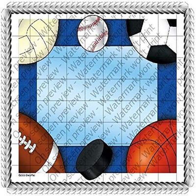 1/4 Sheet - Sports Collage Birthday - D4054 - Edible Cake/Cupcake Party Topper