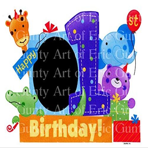 1/2 Sheet - Happy 1st Birthday Baby Shower Birthday - D4146 - Edible Cake/Cupcake Party Topper