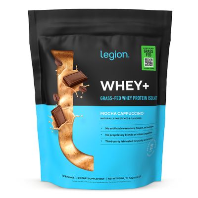 LEGION Whey+ Protein Whey Isolate from Grass Fed Cows (Mocha Cappuccino, 30 Servings) - Whey Protein Isolate Powder Low Calorie, Non-GMO Sugar Free, Lactose and Gluten Free, All Natural Protein Powder