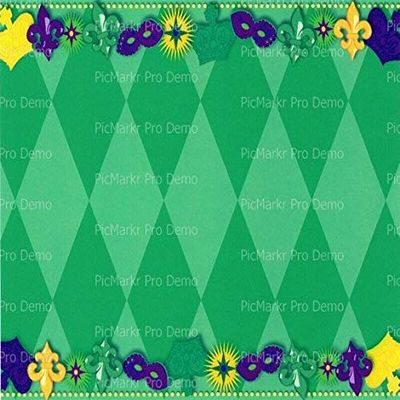 1/2 Sheet - Mardi Gras Masks Background Birthday - D3214 - Edible Cake/Cupcake Party Topper