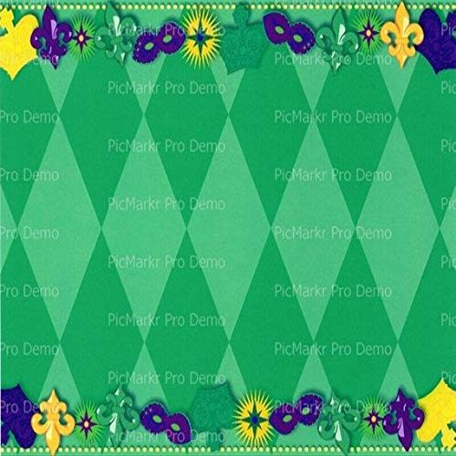 1/2 Sheet - Mardi Gras Masks Background Birthday - D3214 - Edible Cake/Cupcake Party Topper