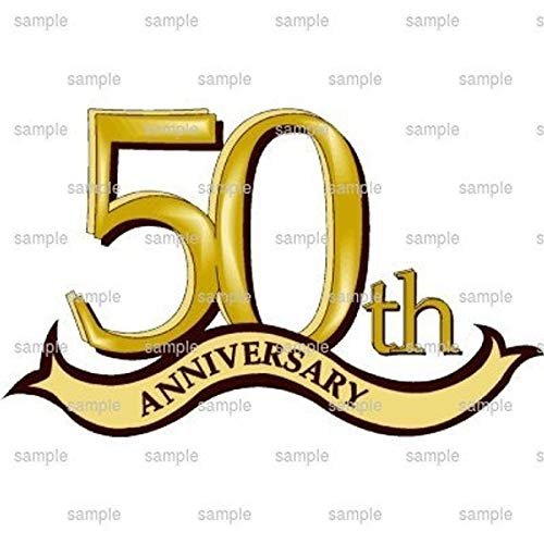 1/2 Sheet - Happy 50th Anniversary - D495 - Edible Cake/Cupcake Party Topper