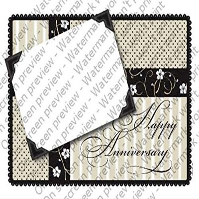 1/2 Sheet - Happy Anniversary Present - D4145 - Edible Cake/Cupcake Party Topper