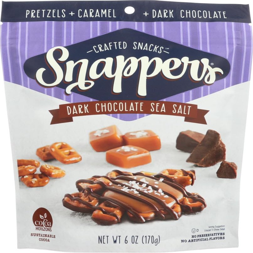 Edward Marc Snappers Sweet Caramel & Pretzels Cluster - Crunchy Pretzel Snack With Dark Chocolate & Sea Salt For Adults And Kids - 6 oz (Pack of 5)
