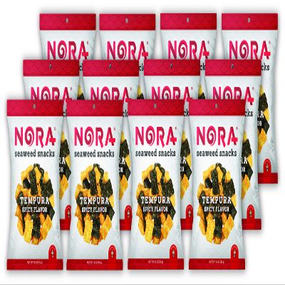 NORA Tempura Seaweed Spicy- Premium Seaweed Snack (12 count, 45g pack)
