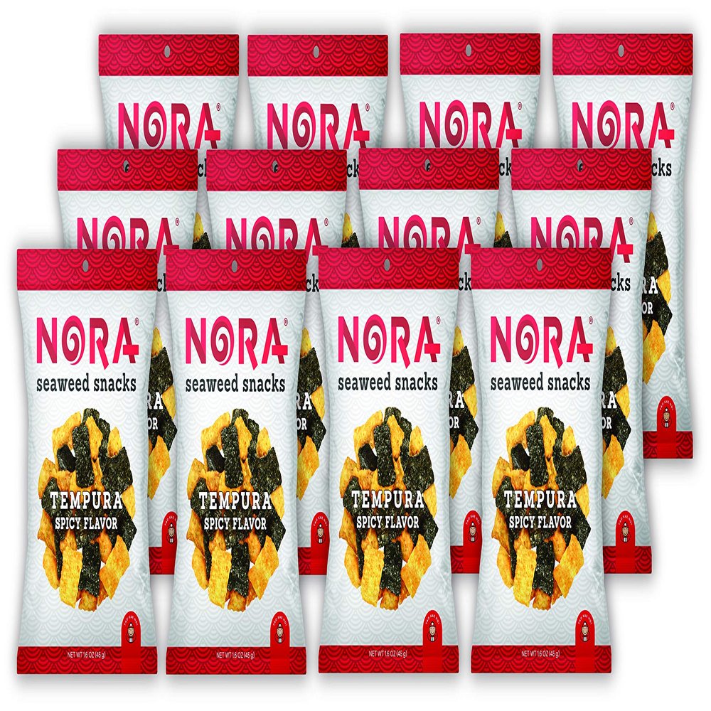 NORA Tempura Seaweed Spicy- Premium Seaweed Snack (12 count, 45g pack)