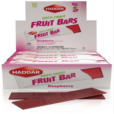 Haddar 100% Fruit, Raspberry Fruit Leather Bars (Box of 55)
