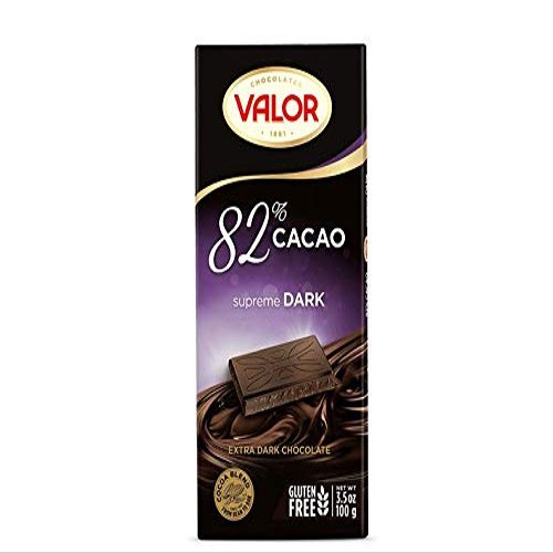 VALOR - GLUTEN FREE 82% Supreme Dark Chocolate - 100gr / 3.52oz bar (6 bars PACK)
