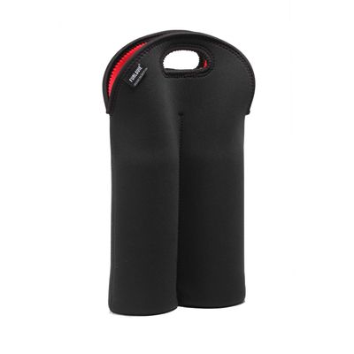 FUN LAVIE 2 Bottles Wine Bag Wine Totes Neoprene Wine Sleeve Tote for Wine,Water, Champagne, Beer Bottles 14.5 x 9.5 Inches,Black