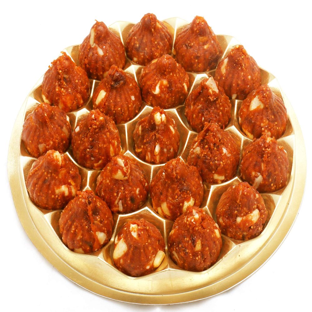 Ghasitaram Gifts Indian Sweets - Ganesh Chturthi Gifts - Pack of 21 Kaju Figs/Anjeer Modaks