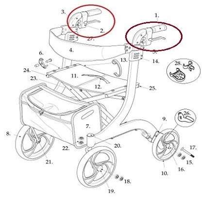 Left and Right Hand Brake for Drive RTL10266RD and RTL10266RD-T Models ONLY- Red - Pair