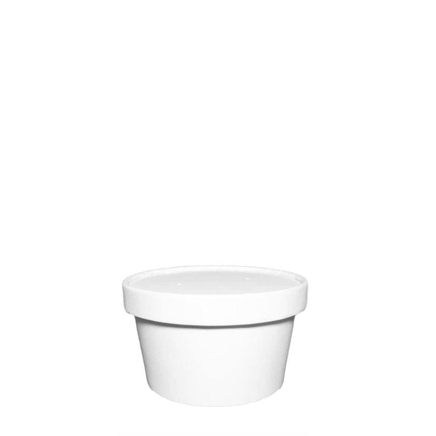 [100 Count] 8 oz Disposable White Paper Soup Containers with Lids Combo - Half Pint Ice Cream Containers, Frozen Yogurt Cups, Restaurant, Microwavable, Take Out, to Go Deli Containers, Recyclable