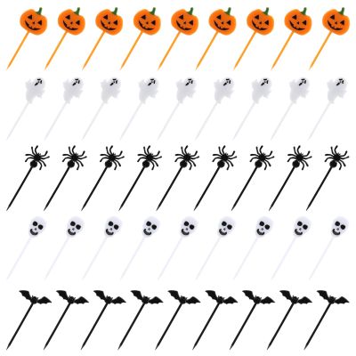100 PCS Halloween Picks Plastic Halloween Party Cupcake Toppers Appetizer Picks