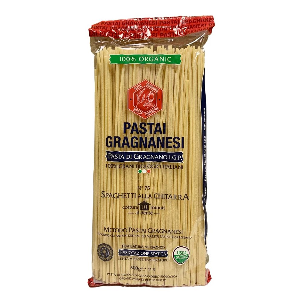 Spaghetti alla Chitarra Organic Italian Pasta di Gragnano I.G.P.| Pastai Gragnanesi | USDA Certified Organic| 17.6oz (500g) | Pack of 5