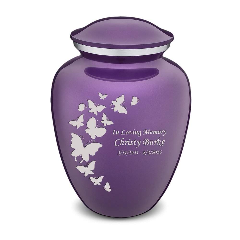 Geturns - Adult Custom Butterfly Cremation Urns for Human Ashes I Purple Large Funeral Urn for Female and Male I 200 lbs