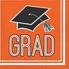 Creative Converting Club Pack Graduation School Spirit Orange Color Printed Luncheon Size Paper Napkin, Box of 360 2ply Printed Napkins view 1