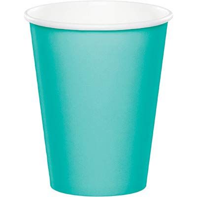 Creative Converting Club Pack Solid Color Teal Lagoon 9oz Paper Hot/Cold Cups, Box 240 Paper Cups