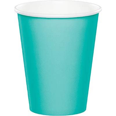 Creative Converting Club Pack Solid Color Teal Lagoon 9oz Paper Hot/Cold Cups, Box 240 Paper Cups