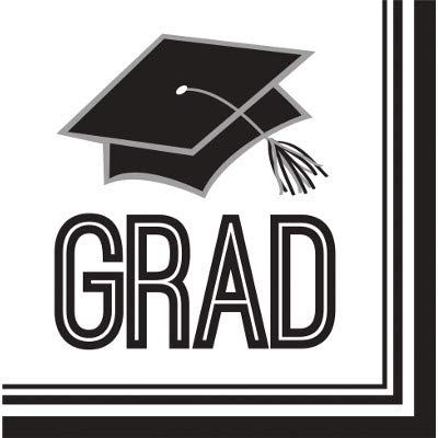 Creative Converting Club Pack Graduation School Spirit White Color Printed Luncheon Size Paper Napkin, Box of 360 2ply Printed Napkins