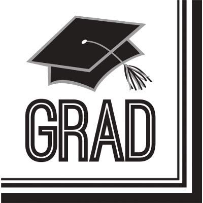 Creative Converting Club Pack Graduation School Spirit White Color Printed Luncheon Size Paper Napkin, Box of 360 2ply Printed Napkins