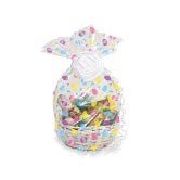 Club Pack Easter Holiday Easter Egg Design Printed on Clear Plastic Cellophane Bag, Box of 12 Basket Bags