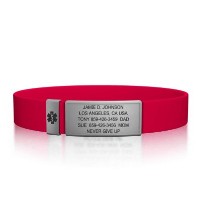 ROAD iD Medical Alert Bracelet for Men and Women - Stretchable and Comfy Silicone Bracelets w/Identification, Emergency & Medical Information for Athletes & Travelers (13mm Wide)