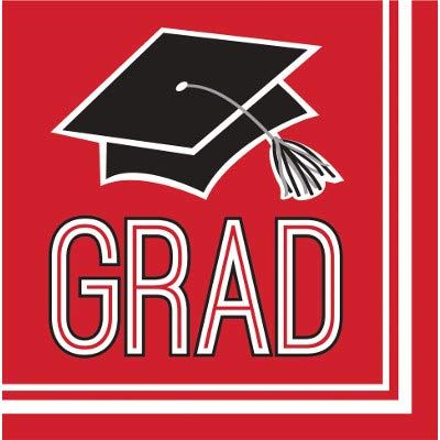 Creative Converting Club Pack Graduation School Spirit Red Color Printed Luncheon Size Paper Napkin, Box of 360 2ply Printed Napkins
