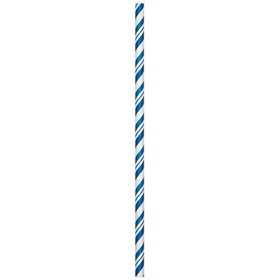 Creative Converting Club Pack Color Cobalt Blue Party Decoration Striped Paper Straws, Box 144 Paper Straws