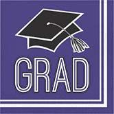 Creative Converting Club Pack Graduation School Spirit Purple Color Printed Luncheon Size Paper Napkin, Box of 360 2ply Printed Napkins