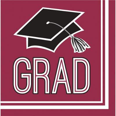 Creative Converting Club Pack Graduation School Spirit Burgundy Color Printed Luncheon Size Paper Napkin, Box of 360 2ply Printed Napkins