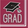 Creative Converting Club Pack Graduation School Spirit Burgundy Color Printed Luncheon Size Paper Napkin, Box of 360 2ply Printed Napkins view 1