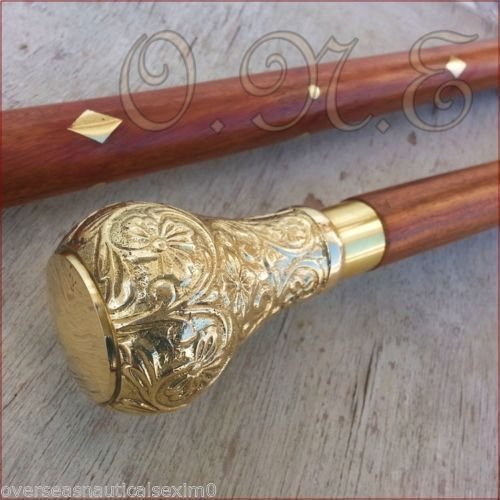 Mahira Nautical Brass Victorian Handle Stick Walking Cane 37" Long Gift