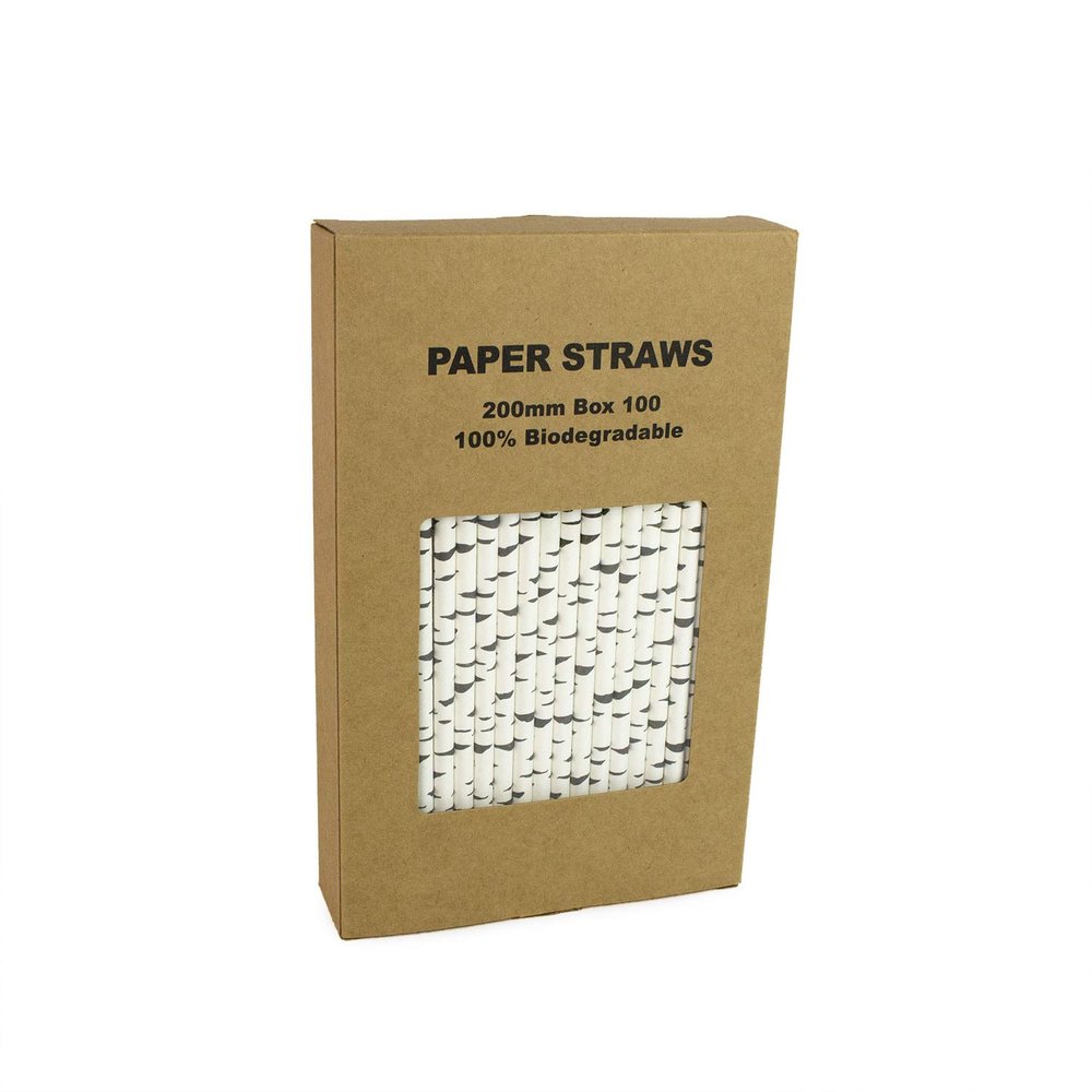 100 Pack Birch Bark Biodegradable Paper Straw for Birthdays, Weddings, Baby Showers Cyber Holiday 2026 Celebrations and Parties