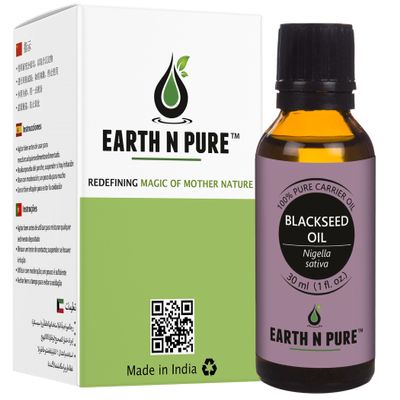 Earth N Pure Blackseed Oil (Kalonji Oil) Cold Pressed, Natural and Therapeutic Grade for Hair 30 ml