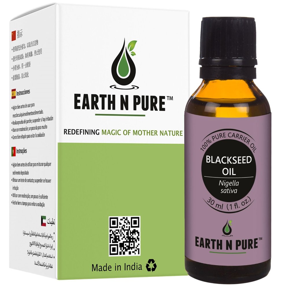 Earth N Pure Blackseed Oil (Kalonji Oil) Cold Pressed, Natural and Therapeutic Grade for Hair 30 ml