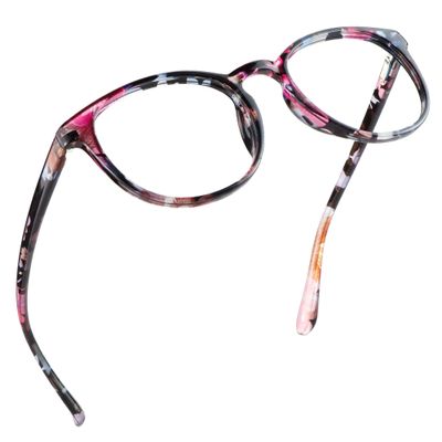LifeArt Blue Light Blocking Glasses, Anti Eyestrain, Computer Reading Glasses, Gaming Glasses, TV Glasses for Women, Anti Glare (Floral, No Magnification)