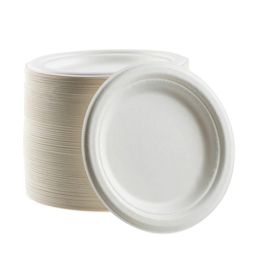 EcoQuality 100% Compostable 9 Inch Plates [350 Count] - Natural SugarCane Biodegradable Compostable Bagasse Bamboo Environmentally Friendly - Plates for Dessert, Appetizers, Birthdays, Microwavable