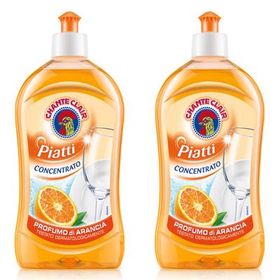 Chante Clair - Liquid Concentrate Dishes Detergent, Orange Scent 500ml / 16.91 fl.oz, pack of 2