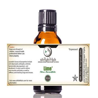 100% Pure Expressed Lime Essential Oil || Key Lime Citrus Aurantifolia - Mexico - 10ml w/Euro Dropper
