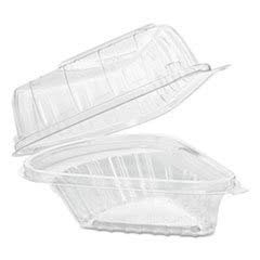 Dart Showtime Clear Hinged Containers, Pie Wedge, 6.67 oz, 6.1 x 5.6 x 3, Clear, Plastic, 125/Pack, 2 Packs/Carton