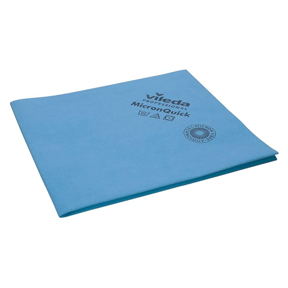 Vileda Professional - MicronQuick(Blue) Microfiber Cleaning Cloth - Reusable - Easy Wring, Streak-Free, No-Lint - Commercial Grade - Environmentally Friendly - 5 Pack - Blue