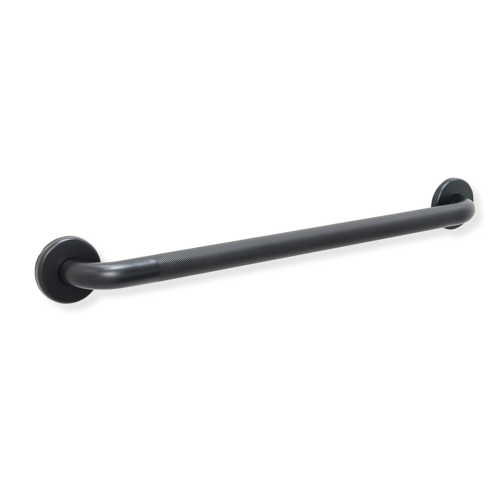 12 Shower Handle Knurled Grip | 304 Stainless Steel Grab Bars for Bathtubs and Showers | Matte Black ADA Standard Hand Rails for Seniors, Children, Injured People | Supports Upto 400lbs